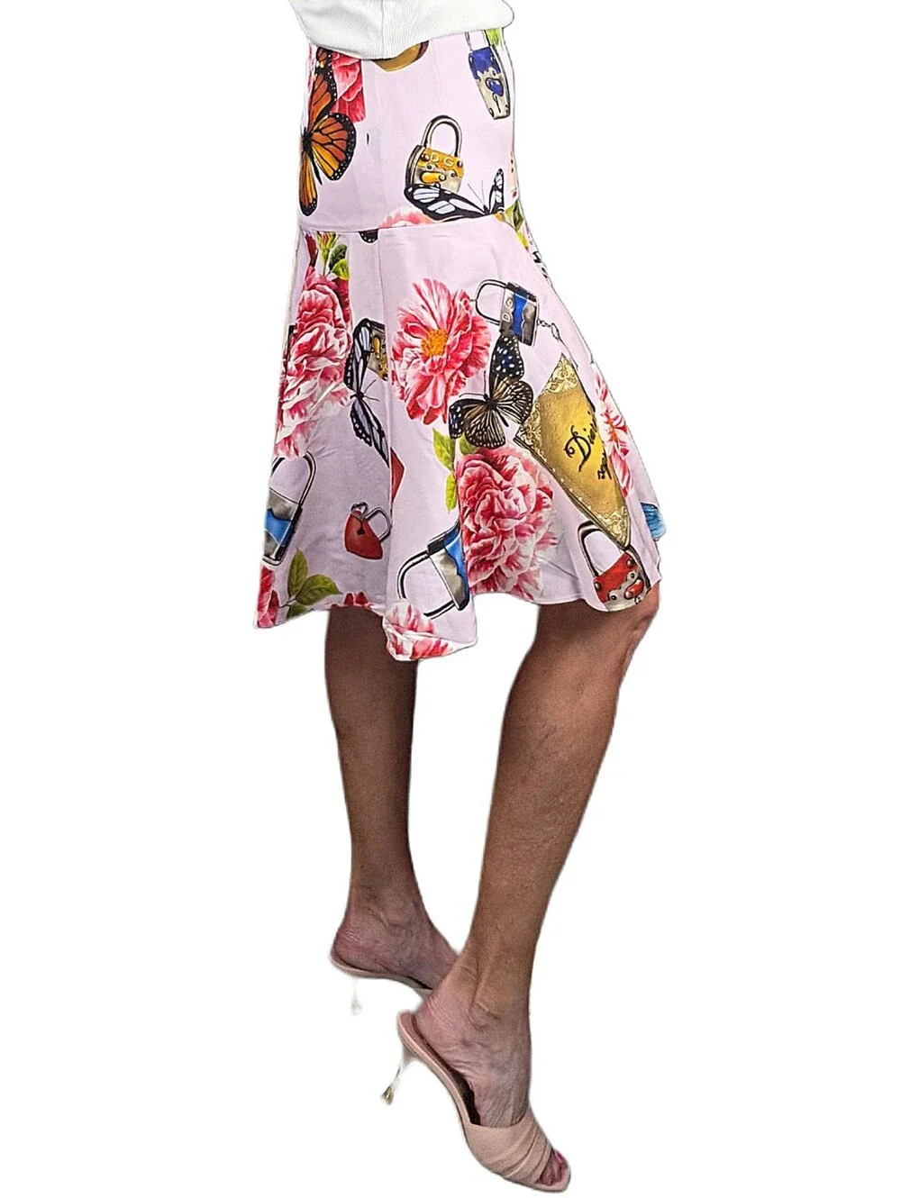 NWT. DOLCE & GABBANA Butterfly Garden Print Skirt
